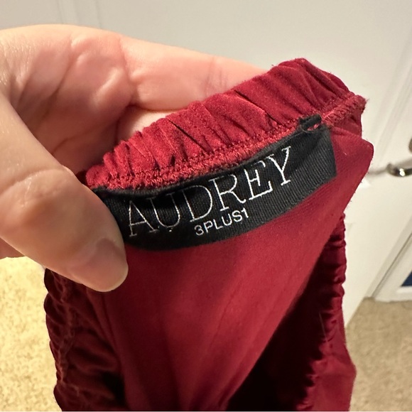 strapless maroon silk jumpsuit - Picture 2 of 3